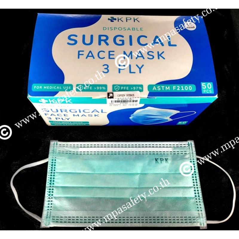 #หน้ากากอนามัย 3 ชั้น #KPK #สินค้าไทย #งานคุณภาพดีที่สุด #เกรด รพ. #Surgical Mask มีแผ่นกรอง สีเขียวอ่อน สีม่วงและสีขาว.