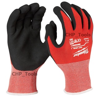 MILWAUKEE ถุงมือ DIPPED GLOVES CUT LEVEL 1 มีให้เลือก ขนาด M L 48-22-8901 48-22-8902