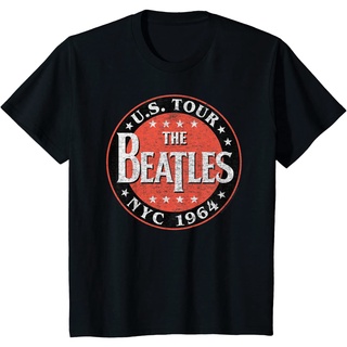 เสื้อยืดสีขาวเสื้อยืดแขนสั้น คอกลม ผ้าฝ้าย 100% พิมพ์ลาย The Beatles US Tour NYC 1964 คุณภาพสูงS-4XL