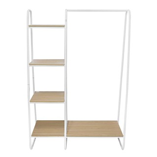 ราวแขวนผ้าไม้ชั้นวาง 4ชั้น 102x38x150 ซม. สีขาว CLOTH RACK 4-SHELF 102X38X150CM WHITE