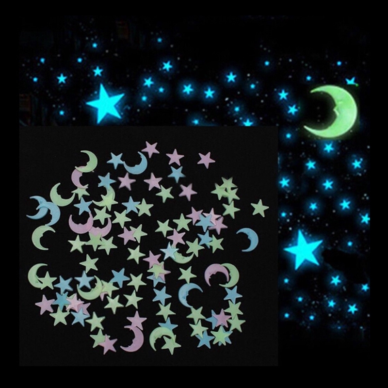 231 Pieces Glow In Dark Stickers Moon And Star Luminous Wall