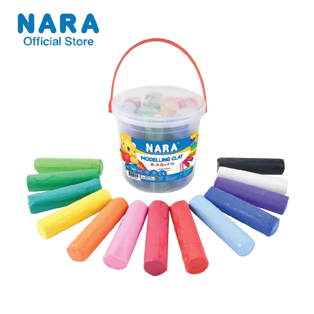 NARA Modelling Clay ดินน้ำมันไร้สารพิษ 13 สี (ขนาด 1,500 กรัม เเละ 1,240 กรัม) ชุดถัง *เลือกขนาดและสี*