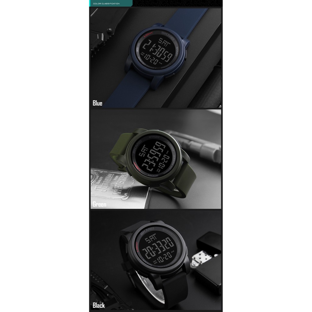 Skmei 1257 นาฬิกาข้อมืออิเล็กทรอนิกส์ อเนกประสงค์ สไตล์สปอร์ต สําหรับผู้ชาย นักเรียน ขายดี