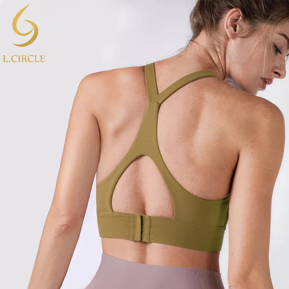 L.CIRCLE ดีไซน์ใหม่เสื้อกั๊กกีฬาที่เหมาะกับผิวเซ็กซี่ Push Up Hollow Out Ins แฟชั่นวิ่งยิม Bras