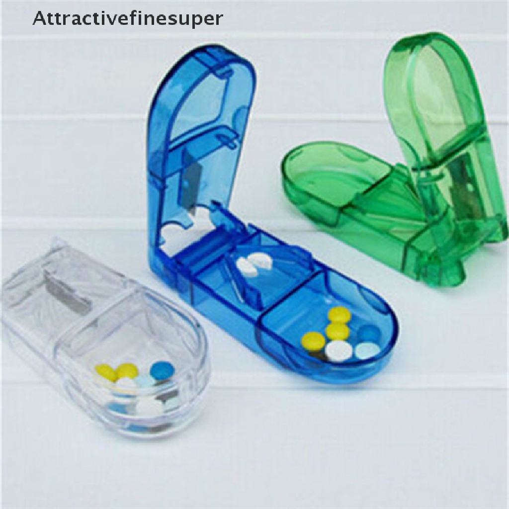 <AFS> Fashion Pill Cutter Splitter Half Storage Compartment Box Medicine Tablet Holder .