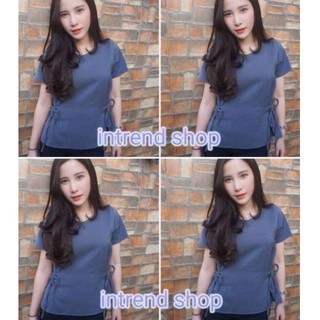เสื้อแฟชั่น ใส่ทำงาน ผูกโบว์เอว ผ้าฮานาโกะ​