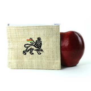 สินค้าราสต้า Purse Hemp White Lion of Judah Zip กระเป๋าใส่เหรียญ LION OF JUDAH NATURAL HEMP COIN PURSE