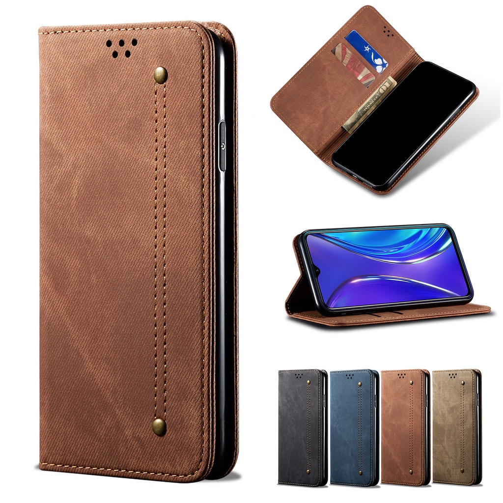 Yiqiumo Flip Casing สําหรับ Huawei Nova 9 7 Pro 6 8 SE 8i 5T 7i 6SE 5Z/5i Pro Denim ผ้ากระเป๋าสตางค์