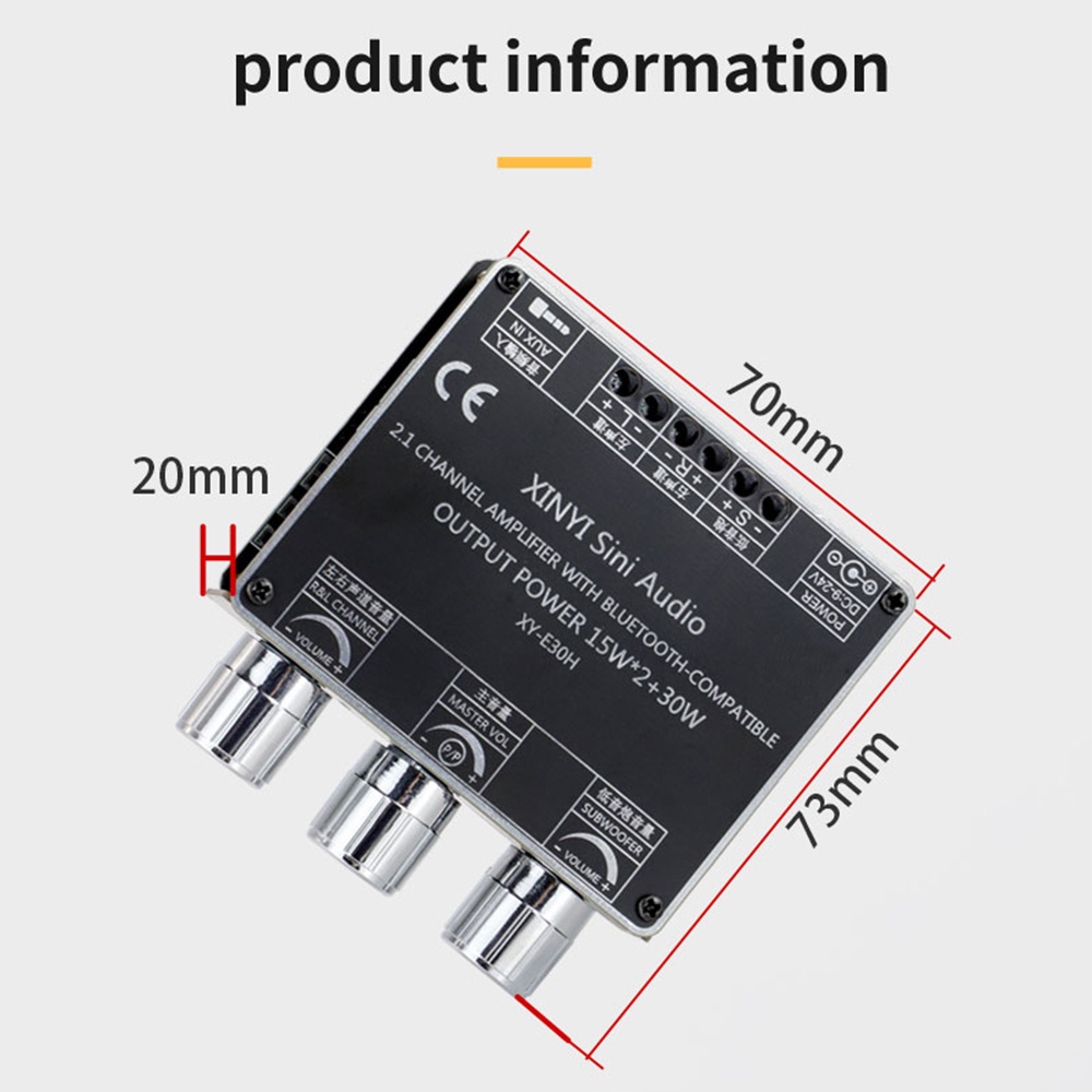 Diymore Xy-E30H 2.1 Channel บอร์ดโมดูลขยายเสียงบลูทูธ 5.1 โทนต่ํา
