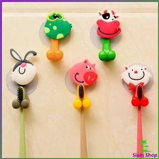 ยึดผนังด้วยตัวดูด ที่แขวนแปรงสีฟัน สัตว์ตัวการ์ตูน Toothbrush holder with suction cup