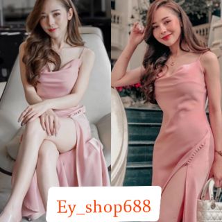 Ey_shop688พร้อม​ส่ง​ 008 ผ้าซาตินอิตาลีเดรสยาวรูปทรงเอ