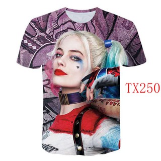 เสื้อยืดพิมพ์ลาย Suicide Squad Harley Quinn Joker 3D