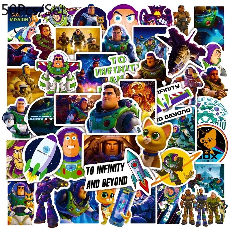 Buzz Lightyear สติ๊กเกอร์ 50 ชิ้น/เซ็ต Toy Story สติ๊กเกอร์กันน้ํารูปลอกสําหรับของเล่น