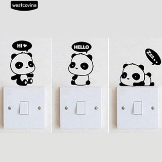 การ์ตูน Panda Room Decals ประตูหน้าต่างสติ๊กเกอร์ติดผนังแบบถอดได้