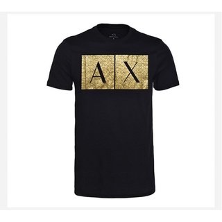 Armani EXCHANGE เสื้อยืดคอกลม แขนสั้น สีดํา สําหรับผู้ชาย 3GZTRD 5257