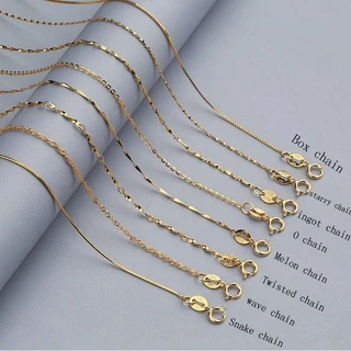 ของแท้ 100% 925 เงินสเตอร์ลิงสร้อยคอทองชุบทองสไตล์ที่แตกต่างกัน/ยาว 5 สไตล์ 18เค ทอง กระดูกไหปลาร้า โซ่กล่อง