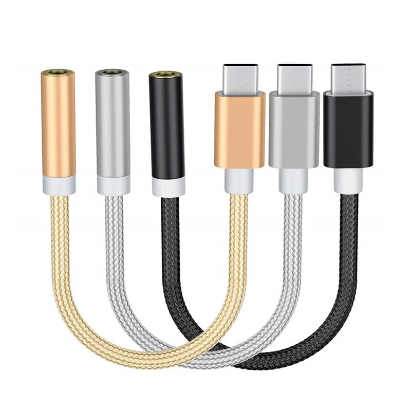 USB Type C ถึง 3.5 มม.แจ็คสายสัญญาณเสียง USB-C Type-C