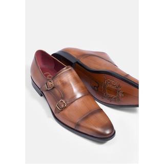 Mac&amp;Gill รองเท้าผู้ชายหนังแท้แบบสวม รองเท้าหนัง Oxford Gallardo Double Monk Strap original cow leather 100%