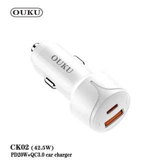 OUKU CK02 ที่ชาร์จแบตในรถ ชาร์จเร็วr หัวชาร์จ อะแดปเตอร์ชาร์จในรถ 1ช่อง usb 22.5W+TYPE-C20W QC02 พร้อมส่ง