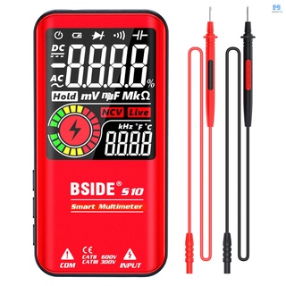 Bside S10 มัลติมิเตอร์ดิจิทัล หน้าจอ LCD 9999 นับตัวเลข AC DC โอห์มมิเตอร์ ทดสอบความต้านทาน ประจุกระแสไฟ ความถี่ ไดโอด ความต่อเนื่อง NCV สายไลฟ์สด พร้อมไฟแฟลช