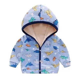 Babyonline(Y363)2I2-3 (ส่งด่วน1วัน)เสื้อแขนยาวกันหนาวมีฮู้ดสำหรับเด็กผู้ชายและผู้หญิงแบบกระดุมหน้า ด้านในบุขนนิ่ม