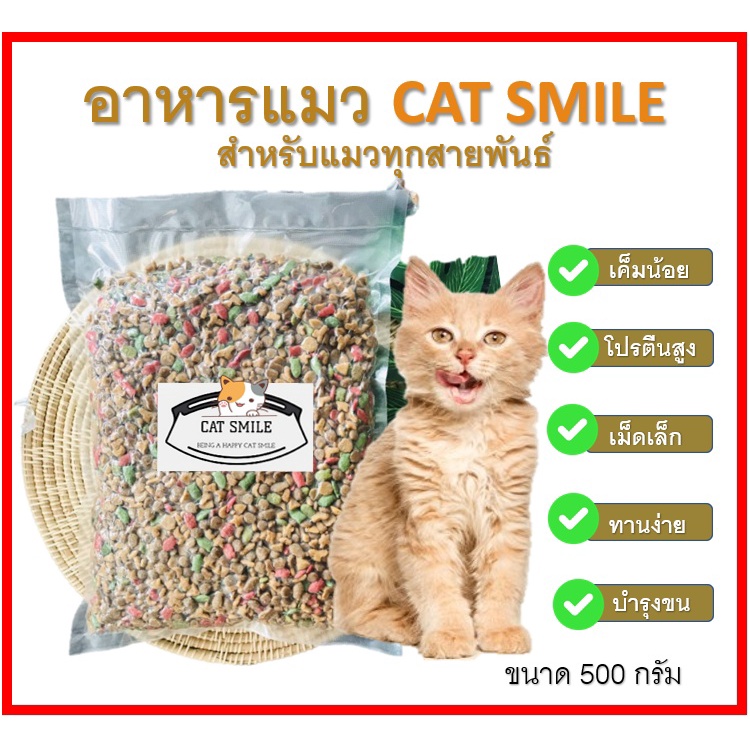 BD-  Cat Smile อาหารแมวเกรดส่งนอก [ รสปลารวมทะเล สูตรเค็มน้อย ] 500 G