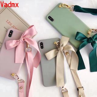 Cute Bow Tie Bag Silicon Phone Case For Samsung Galaxy S20 Ultra S10 S10e S9 S8 Plus S7 S6 Edge Note 10+ 9 8 Soft Simple Cover With Lanyard Strap