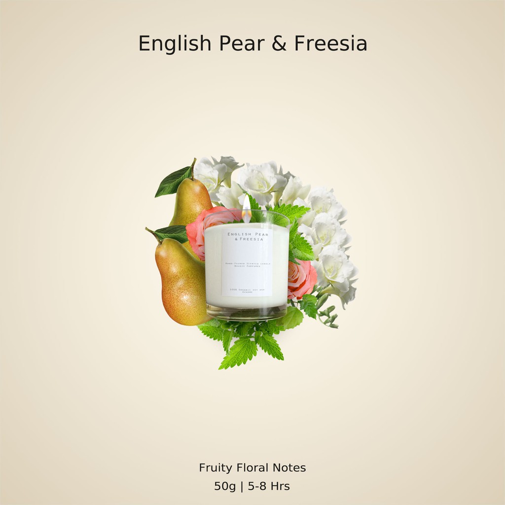 (ลด50.-โค้ดหน้าร้านลด 25 + SKY111CN ลด 25) เทียนหอม Soy Wax กลิ่นJo.L English Pear & Freesia  50g /1