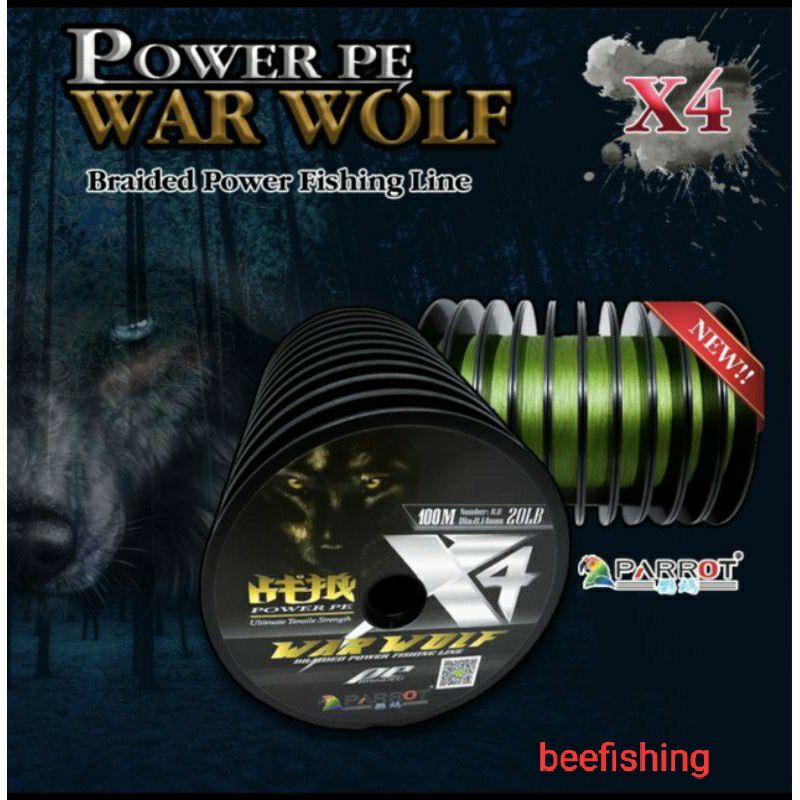 Pe x4 สายพีอี สายหรีด ถัก4 นกแก้วดำWar Walf