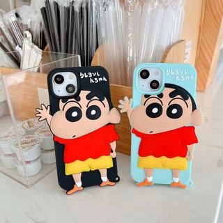 เคส TPU นิ่ม กันกระแทก ลายการ์ตูนชินจัง 3D สําหรับ iPhone 12 13 Pro Max 8 Plus X XR 6S XS SE 2020