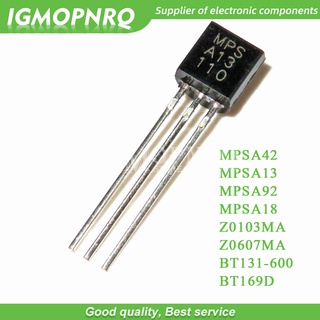 ทรานซิสเตอร์อิเล็กทรอนิกส์ MPSA42 MPSA13 MPSA92 MPSA18 Z0103MA Z0607MA BT169D BT131-600 A42 A13 A92 0103MA Z0103 Z0607 0607MA 131-600 100 ชิ้น