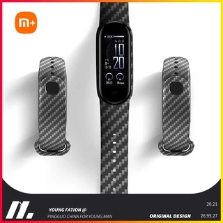 สําหรับ Xiao Mi Band 3/4/6/7/8/9/10 หรูหราเปลี่ยนสายรัด Miband10 Mi Band 9 สายรัดข้อมือคาร์บอนไฟเบอร์นาฬิกาเข็มขัดสร้อยข้อมือสําหรับ Xiaomi 7 6 5 TPU เข็มขัด