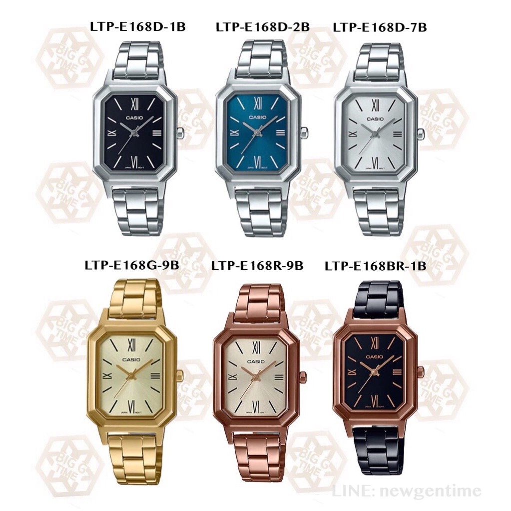 ใหม่นาฬิกาผู้หญิง Casio LTP-E168D-1B/LTP-E168D-2B/LTP-E168D-7B/LTP-E168G-9B/LTP-E168R-9B/LTP-E168RB-