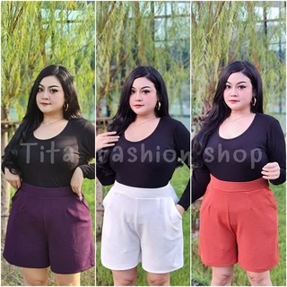 กางเกงขาสั้น เอว30-44 สีพื้นมี 13 สี ผ้ายืด ผ้าวูลเวฟ เอวเป็นยางยืด เก็บพุงดี งานตัดเย็บในไทย