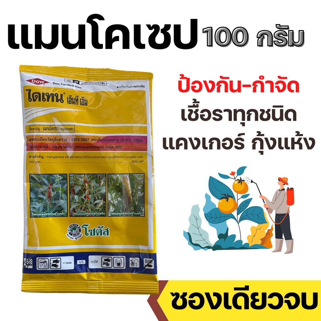 [2แบบ] แมนโคเซป ไดเทน ยากำจัดเชื้อรา โรครากเน่า โคนเน่า แอนแทรคโนส ขนาด 100 กรัม