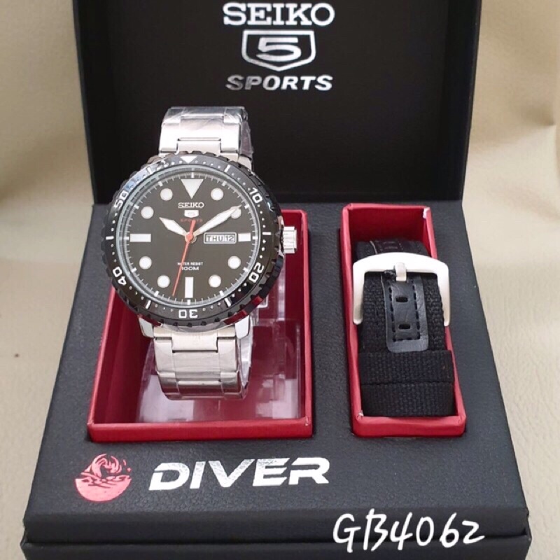 นาฬิกาข้อมือ Seiko 5 Diver Sports สายผ้าแคนวาส ของแท้ พร้อมกล่อง สําหรับผู้ชาย