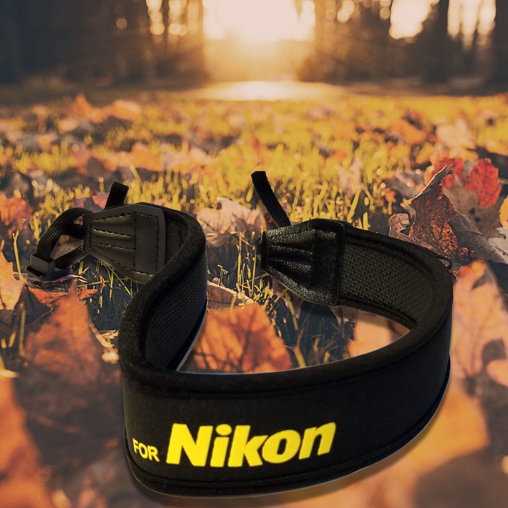 สายคล้องไหล่คอ Neoprene สีดําสําหรับ Nikon DSLR