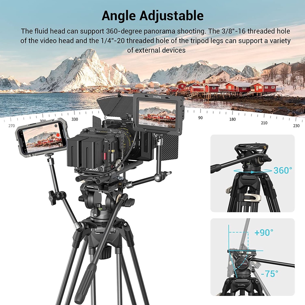SmallRig AD-01 Video Tripod System 73 Heavy Duty Tripod with 360 Degree ...