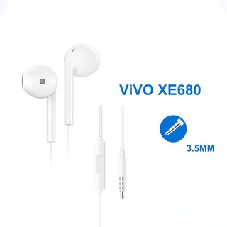 หูฟัง VIVO XE680 ของแท้ อินเอียร์ พร้อมแผงควบคุมอัจฉริยะ และไมโครโฟนในตัว ใช้กับช่องเสียบขนาด3.5 mmรองรับ ใช้ได้กับV9ชุด