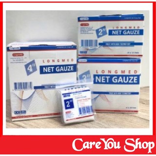 Longmed Net Gauze ผ้าก็อซปิดแผล ผ้าก็อส 1 กล่องมี 10 ชิ้น