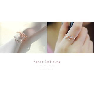 Olive Leaf Ring Free Size with Diamond : แหวน ใบมะกอก ประดับ เพชร Free Size เครื่องราง นำโชค