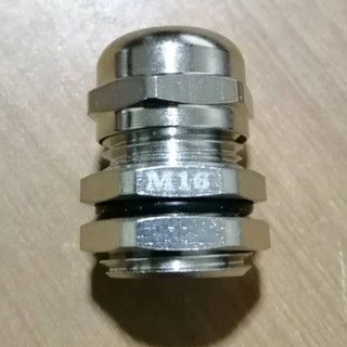 เคเบิ้นแกรนทองเหลืองชุปนิคเกิ้ล (Nickel Brass Cable Gland) เกลียว M16x1.5 ระดับกันฝุ่นกันน้ำ IP68