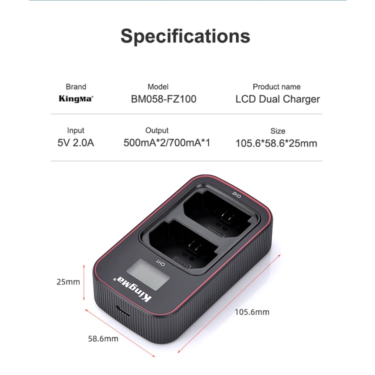 Kingma Sony NP FZ100 แบตเตอรี่ และ ที่ชาร์จสำหรับ แบต FZ100 (ประกันศูนย์ไทย1ปี)