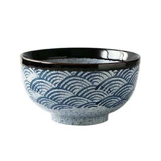 【Premium Japanese】พร้อมส่ง ชามเซรามิค ชามราเมน ลายคลื่น สไตล์ญี่ปุ่น
