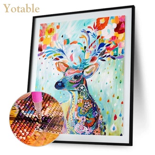 Yotable Diy 5D Colour The Deer ภาพจิตรกรรมปักครอสติสติดเพชรสําหรับติดตกแต่งบ้าน