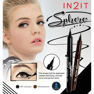 In2IT Sphere Waterproof Eyeliner Pen อินทูอิท อายไลเนอร์ ชนิดหัวปากกาเมจิก หัว ball tip (PS02 dark brown)