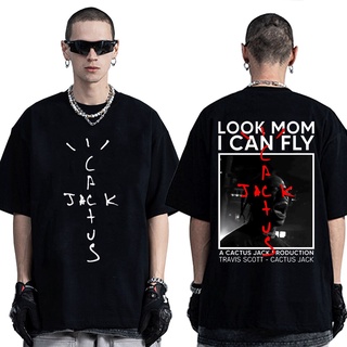 เสื้อยืดแขนสั้น พิมพ์ลายกระบองเพชร LOOK MOM I CAN FLY สไตล์ฮิปฮอป ฮาราจูกุ สําหรับผู้ชาย