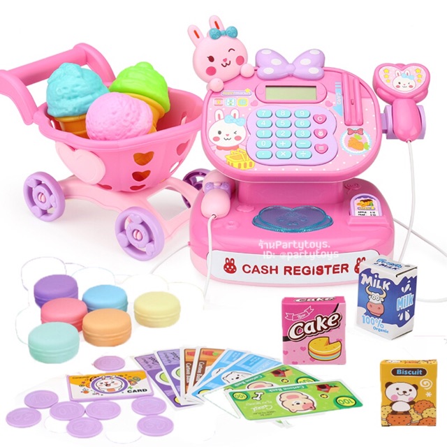 🐰💖Cash Register Rabbit Mini shop เครื่องแคชเชียร์ร้านกระต่ายจอมซน💖🐰มีไมโครโฟน