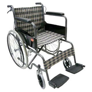 KT รถเข็นผู้ป่วยคนชรา Wheelchair คนแก่ วีลแชร์ พับได้ KT907EB (ลายสก๊อตน้ำเงินเหลือง)