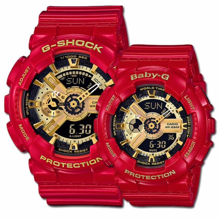 Casio G-shock &amp; Casio Baby-G นาฬิกาข้อมือผู้ชาย,ผู้หญิง สายเรซิ่น รุ่น BA-110VLA-4A กับ GA-110VLA-4A G-SHOCK